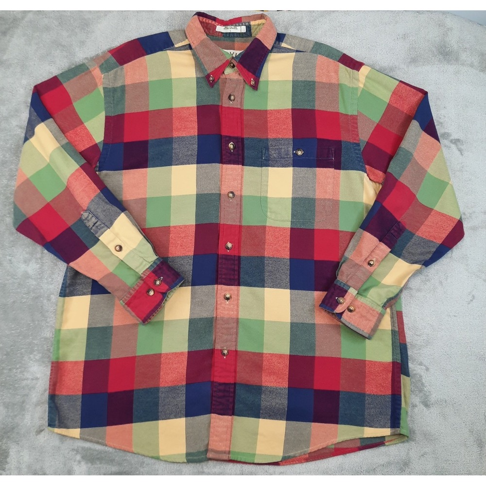Vtg Orvis Plaid Flannel Shirt Mens Large Outdoor Cabin Grunge 90s Preppy Work